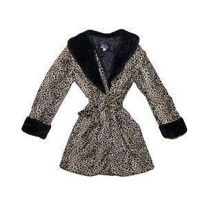 Vintage Y2k Leopard Print Afghan Faux Fur Shearling Coat